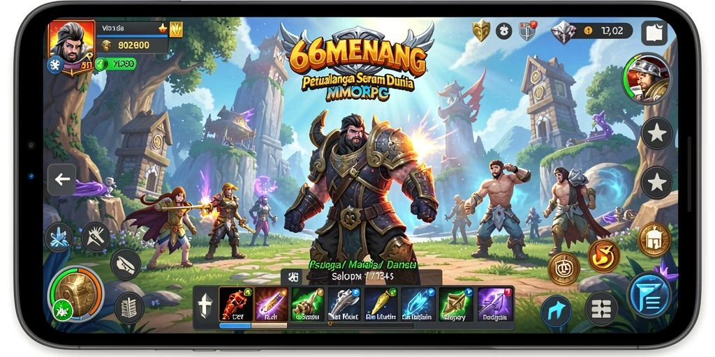 Screenshot utama 66MENANG menampilkan aksi seru dalam permainan MMORPG.