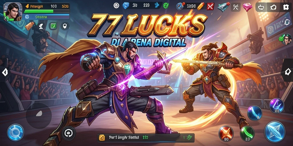Tampilan gameplay <strong>77LUCKS</strong> yang intens dan penuh aksi.
