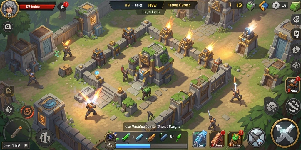 Screenshot gameplay H89 menampilkan strategi menara yang mendebarkan.
