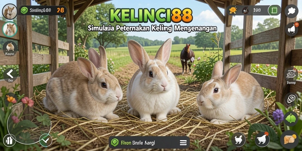 Tampilan gameplay seru dalam KELINCI88 dengan kelinci lucu.