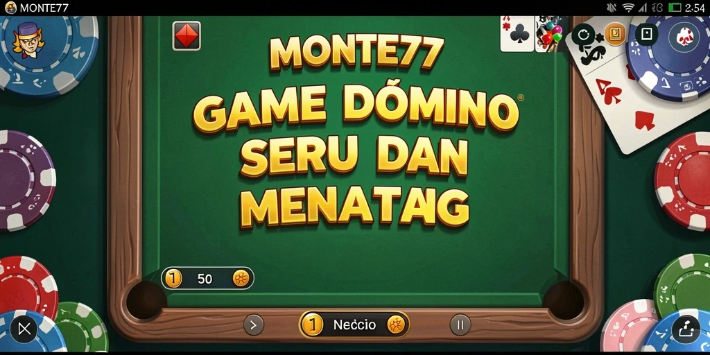 Tampilan gameplay seru dalam MONTE77, menunjukkan strategi permainan domino.