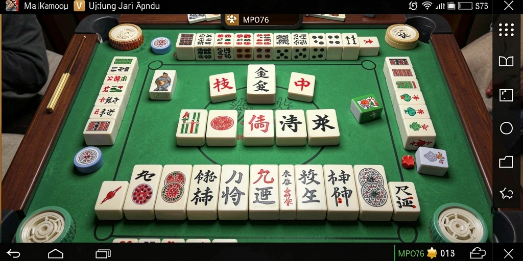 Screenshot utama MPO76 menampilkan gameplay Mahjong yang seru.