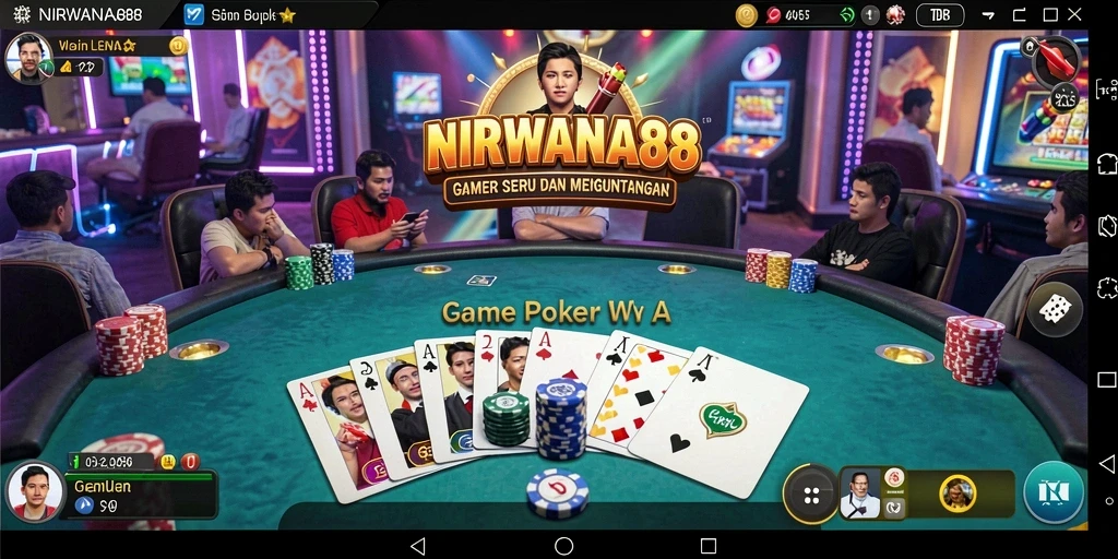 Tampilan gameplay seru di NIRWANA88 yang menampilkan suasana Poker.